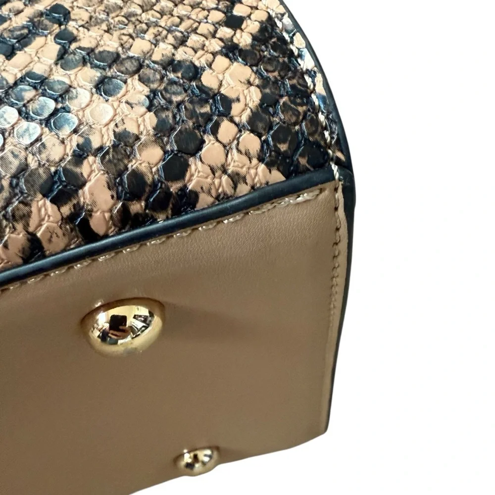Lemani Paris Stylish Snakeskin Handbag Totebag Tan Black